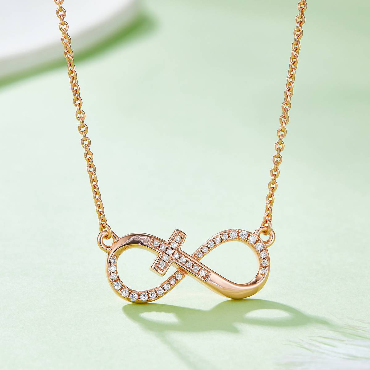 十字密镶无限的爱吊坠S925银莫桑钻厘石D级0.19CT